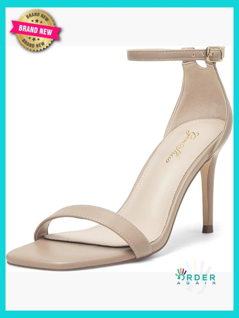 Strappy Stiletto Heeled Sandals Square Open Toe Ankle Strap Buckle Dressy Prom
